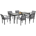 Miniatyrbild 10 av 11: Rootz 7 Piece Eating Set - Garden Dining Set - Outdoor Furniture - Stapelbar & lätt att rengöra - Stålram - Tabell 180x87x72cm, stolar 55.5x59x80cm, g