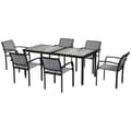 Miniatyrbild 1 av 11: Rootz 7 Piece Eating Set - Garden Dining Set - Outdoor Furniture - Stapelbar & lätt att rengöra - Stålram - Tabell 180x87x72cm, stolar 55.5x59x80cm, g