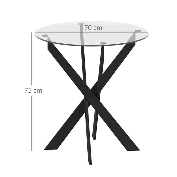 Rootz Modern Glass Egg Table - Matbord - Köksbordet - Skrapbeständigt - 70 cm diameter x 75 cm höjd
