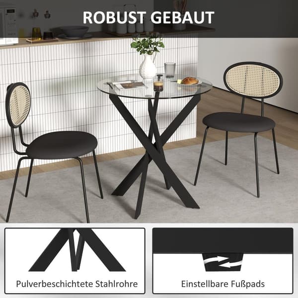 Rootz Modern Glass Egg Table - Matbord - Köksbordet - Skrapbeständigt - 70 cm diameter x 75 cm höjd