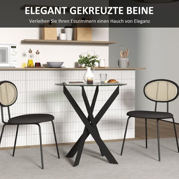 Rootz Modern Glass Egg Table - Matbord - Köksbordet - Skrapbeständigt - 70 cm diameter x 75 cm höjd