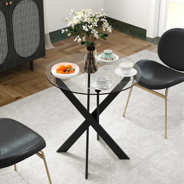 Rootz Modern Glass Egg Table - Matbord - Köksbordet - Skrapbeständigt - 70 cm diameter x 75 cm höjd