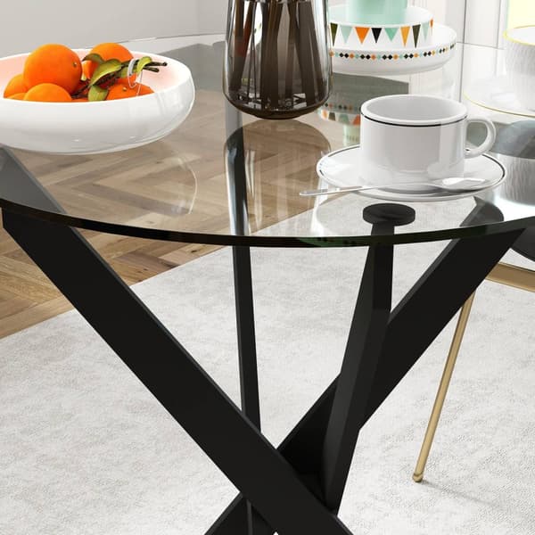 Rootz Modern Glass Egg Table - Matbord - Köksbordet - Skrapbeständigt - 70 cm diameter x 75 cm höjd