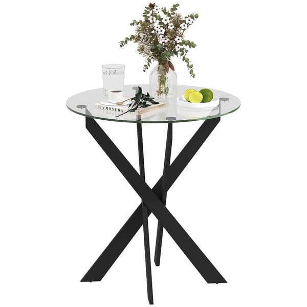 Rootz Modern Glass Egg Table - Matbord - Köksbordet - Skrapbeständigt - 70 cm diameter x 75 cm höjd