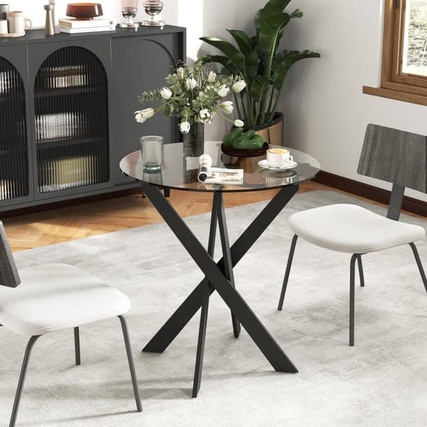 Rootz Modern Glass Egg Table - Matbord - Köksbordet - Skrapbeständigt - 70 cm diameter x 75 cm höjd