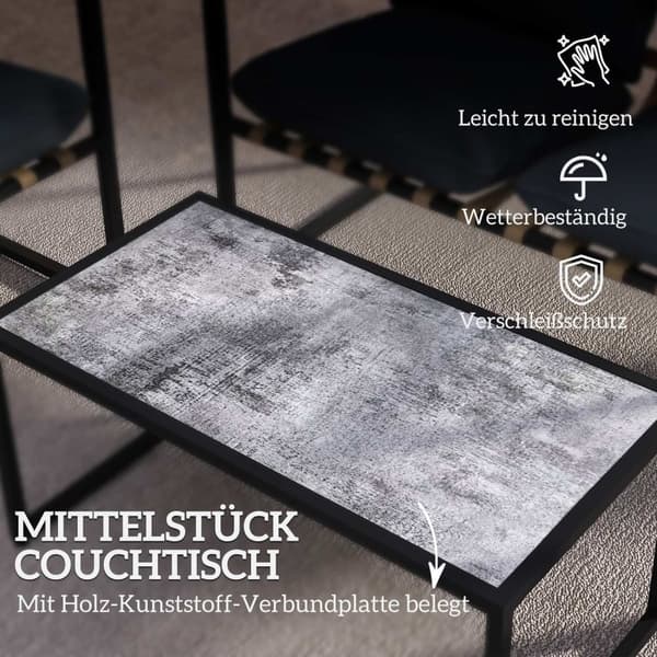 Rootz 4 -delad trädgårdsmöbler set - utomhusutrymme - balkongmöbler - vadderad komfort - 114 cm x 70 cm x 67 cm