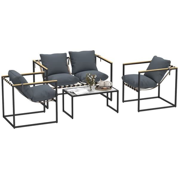 Rootz 4 -delad trädgårdsmöbler set - utomhusutrymme - balkongmöbler - vadderad komfort - 114 cm x 70 cm x 67 cm