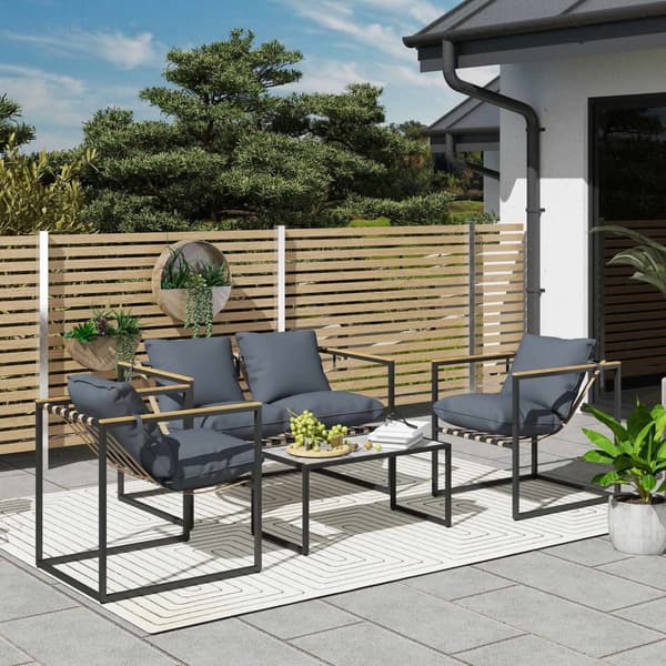 Rootz 4 -delad trädgårdsmöbler set - utomhusutrymme - balkongmöbler - vadderad komfort - 114 cm x 70 cm x 67 cm