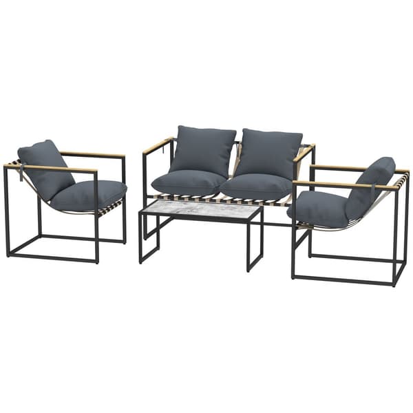 Rootz 4 -delad trädgårdsmöbler set - utomhusutrymme - balkongmöbler - vadderad komfort - 114 cm x 70 cm x 67 cm