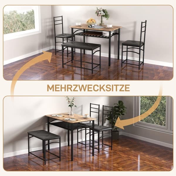 Rootz 4 -delad matsal - Space Saving Möbler - Compact Dining Set - Komfort sittplatser - 100 cm x 60 cm x 74,5 cm bord