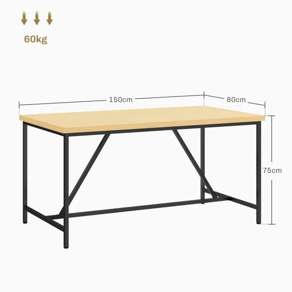 Rootzin ruokapöytä 6 - monipuoliset huonekalut - Pöytävaihtoehto - ruskea optiikka - teräsjalat - 150 cm x 80 cm x 75 cm