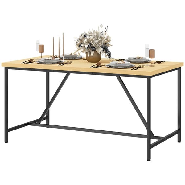 Rootzin ruokapöytä 6 - monipuoliset huonekalut - Pöytävaihtoehto - ruskea optiikka - teräsjalat - 150 cm x 80 cm x 75 cm
