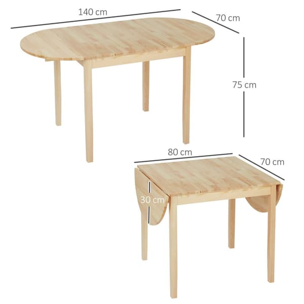 Rootz Foldbart ovalt spisebord - Rumbesparende bord - Solid træbord - Optimer plads - 140L x 70b x 75 timer cm