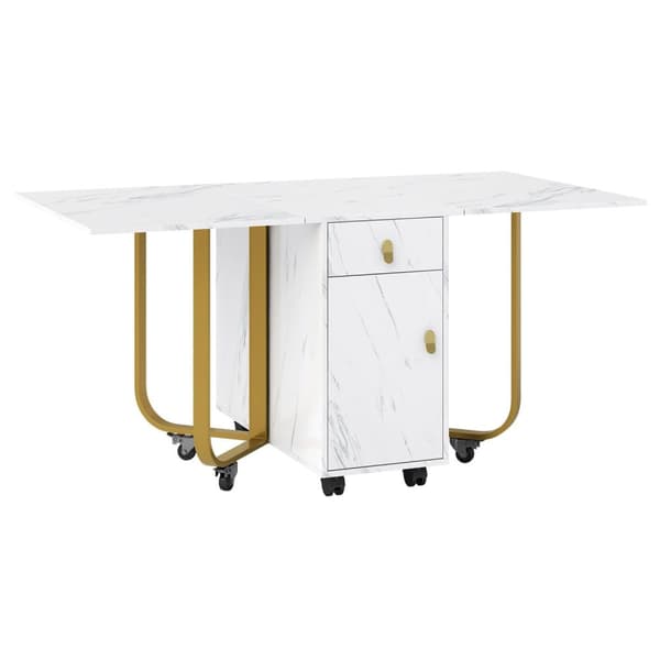 Rootz foldbar matbord - mångsidigt köksbord - rullande bord - rymdbesparande, 2 lådor - 150 cm x 80 cm x 76 cm