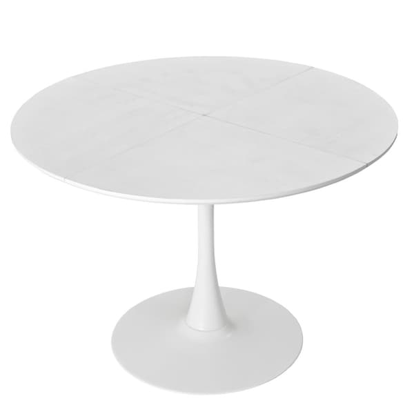 Rootz Modern Round Dining Table - White Masonation Table - Metal Frame Dining Tables - Hållbart och snyggt - 120 cm x 120 cm x 75 cm