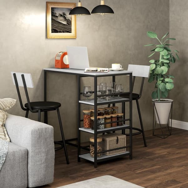 Rootz Baric -sarja, jossa on 2 jakkaraa - ruokailusarja - keittiön huonekalut - tilaa säästävät hyllyt - 90L x 50b x 90,5h cm