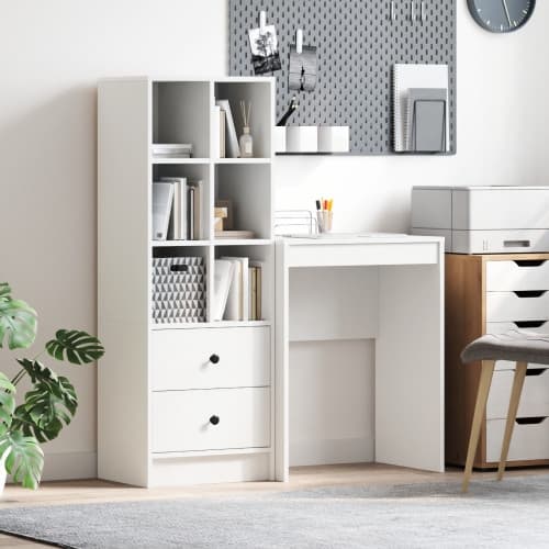 skrivbord med förvaring Vitt konstruerat trä