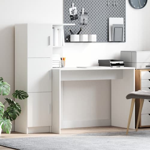 Skrivbord med Förvaring Vitt Konstruerat Trä
