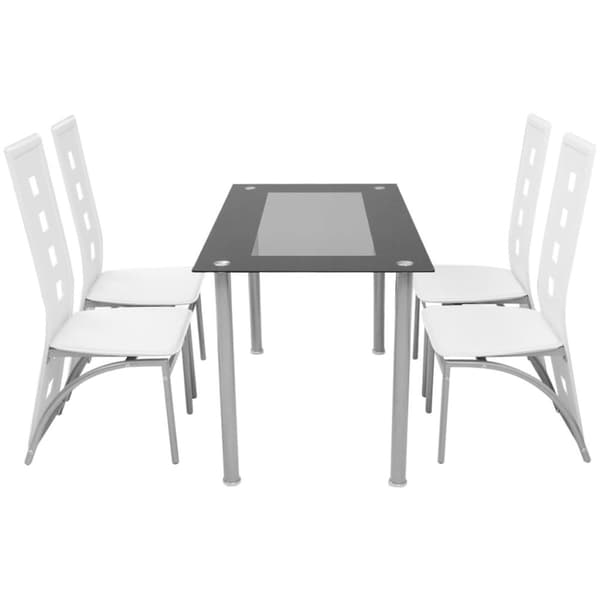 Matbord och stolar 5 delar vit