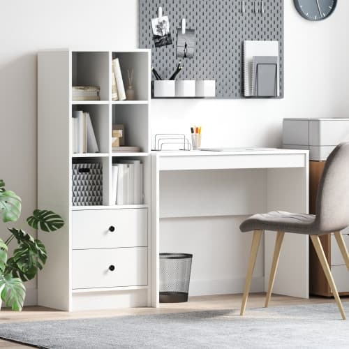 Skrivbord med Förvaring Vitt Konstruerat Trä