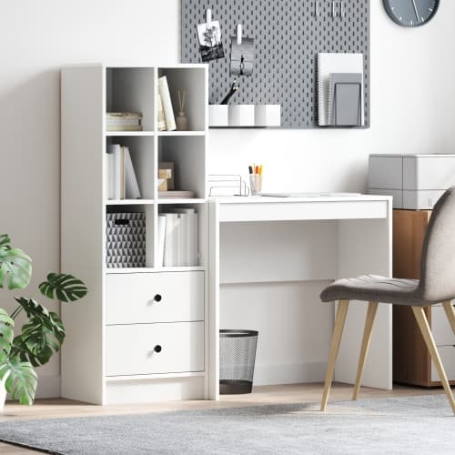 Skrivbord med Förvaring Vitt Konstruerat Trä