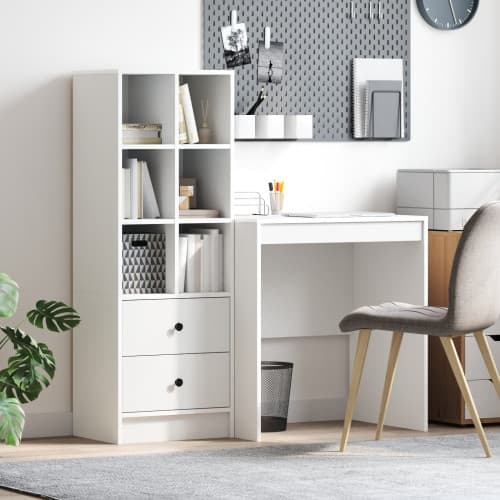 Skrivbord med Förvaring Vitt Ingenjörsträ
