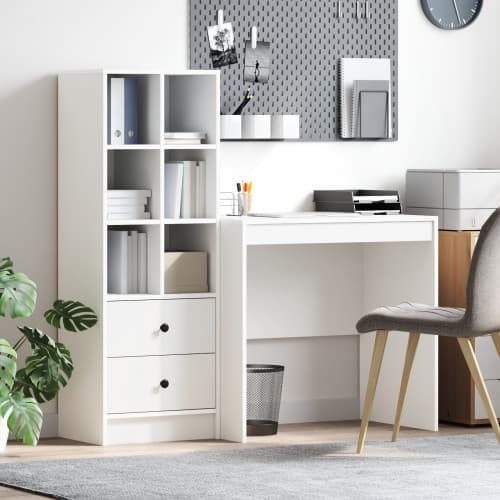 Skrivbord med Förvaring Vitt Konstruerat trä, vidaXL Skrivbord Vitt 80x50x76 cm Konstruerat trä