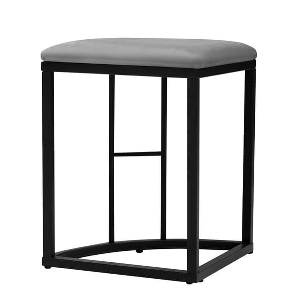 Matgrupp med bord och 6 pallar – Modernt köksbordset i vit och svart med stålram, 1 bord (140×70×76 cm), 4 små och 2 stora pallar