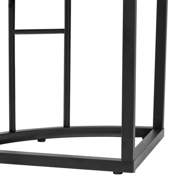 Matgrupp med bord och 6 pallar – Modernt köksbordset i vit och svart med stålram, 1 bord (140×70×76 cm), 4 små och 2 stora pallar