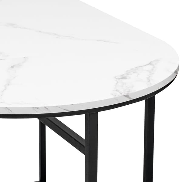 Matgrupp med bord och 6 pallar – Modernt köksbordset i vit och svart med stålram, 1 bord (140×70×76 cm), 4 små och 2 stora pallar
