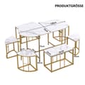 Miniatyrbild 3 av 11: Matgrupp + 6 stolar - 4 små pallar + 2 bänkar - Guld