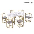 Miniatyrbild 3 av 11: Matgrupp + 6 stolar - Stolar med sittdyna och ryggstöd - Guld