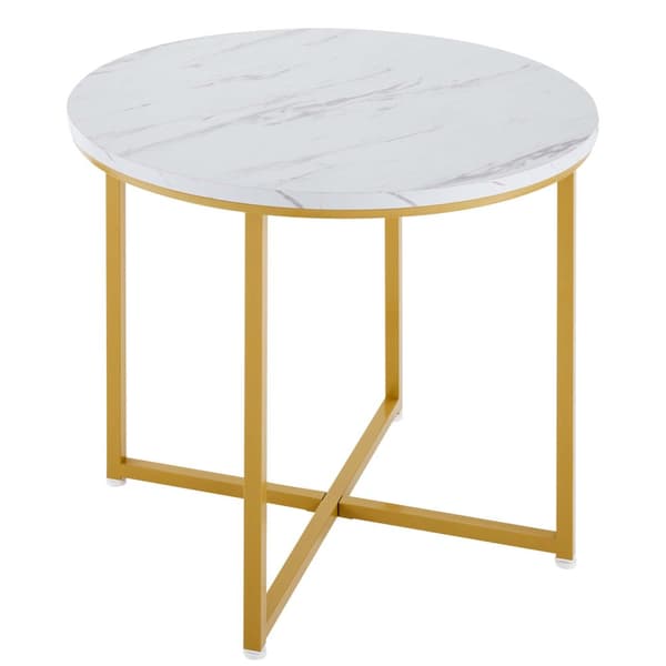 Matbord och 4 stolar - MDF-skiva, guldpläterad järnram och vita sammetsdynor - vit och guld