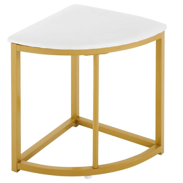 Matbord och 4 stolar - MDF-skiva, guldpläterad järnram och vita sammetsdynor - vit och guld