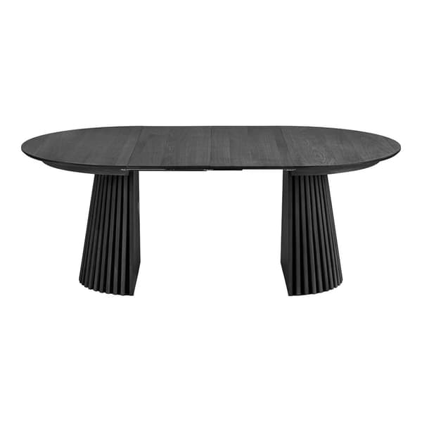 Tokyo spisegrupper spisebord inkl. 2 ileggsplater Ø120x120-160-200 cm sort og 6 stoler bouclé hvit.