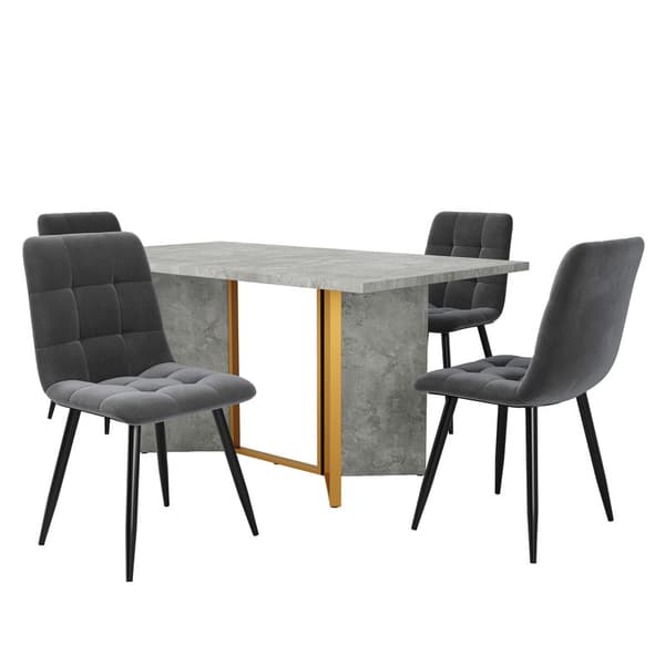Kök matbord och stolset, modernt matbord med 4 grå matstolar, lämplig för matsal och vardagsrum