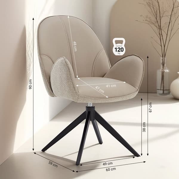 Matsalsbord Set, 200x100 cm, Brun Svart, Beige