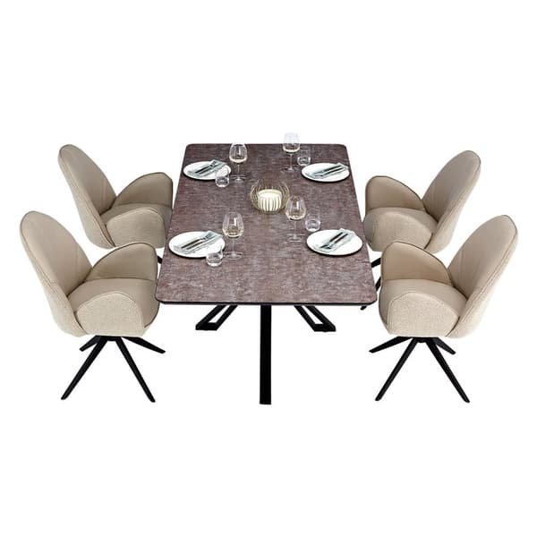 Matsalsbord Set, 200x100 cm, Brun Svart, Beige