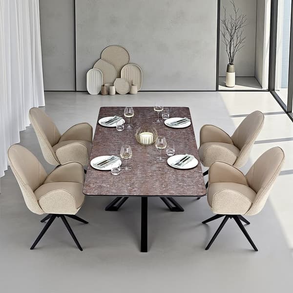 Matsalsbord Set, 200x100 cm, Brun Svart, Beige