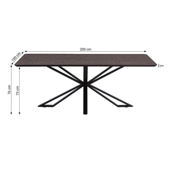 Matsalsbord Set, 200x100 cm, Brun Svart och Mörkgrå