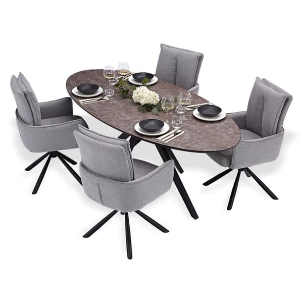 Matsalsbord Set, 200x95x76 cm, Brun/Grå/Svart