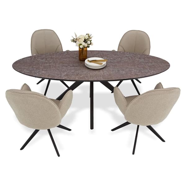 Spisebordssæt, 200x95x76 cm, Brun, Beige