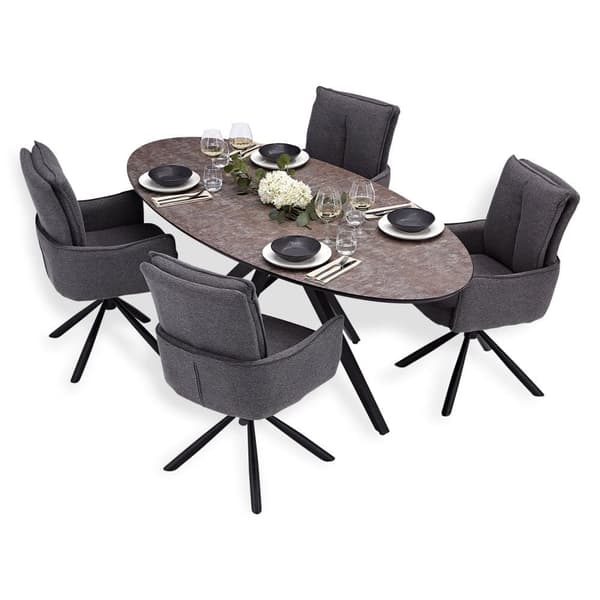 Matsalsbord Set, 200x95x76 cm, Brun, Grå, Svart