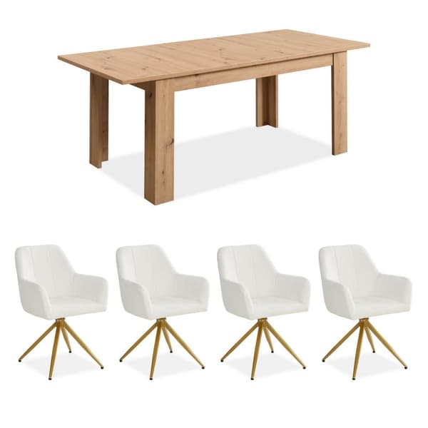 Spisebordssæt, 160x90 cm, Natur, Beige