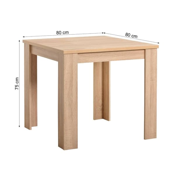 Matbord och stolar set, Sonoma Ek, 80x80 cm, Grå och Svart
