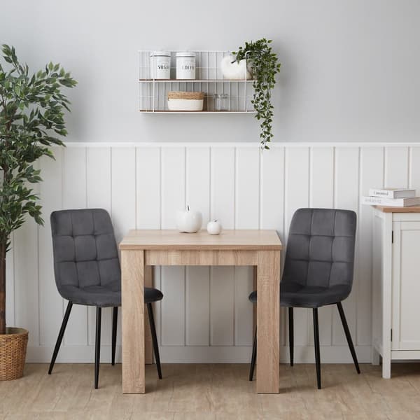 Matbord och stolar set, Sonoma Ek, 80x80 cm, Grå och Svart