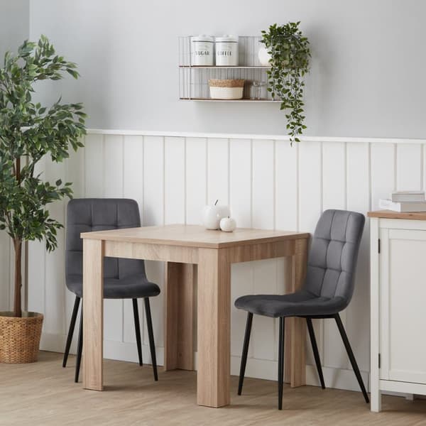 Matbord och stolar set, Sonoma Ek, 80x80 cm, Grå och Svart