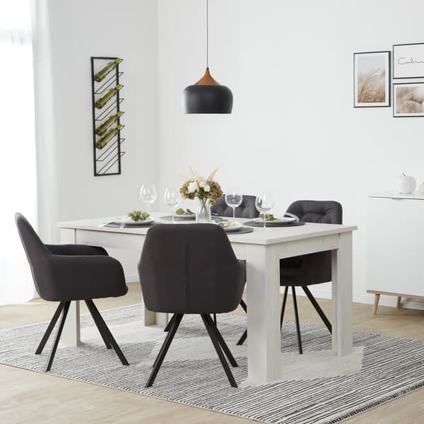 Matsalsbord Set, 160x90 cm, Vit och Antracit