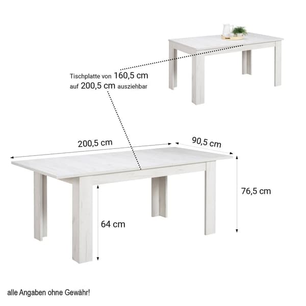 Matsalsbord Set, 160x90 cm, Vit och Antracit