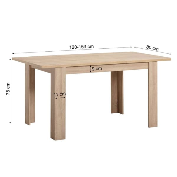 Matsalsbord Set, Sonoma Ek, 120x80 cm, Naturlig